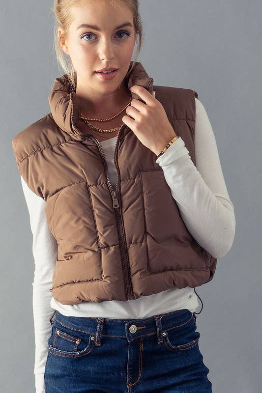 Collard Cropped Puffer Vest